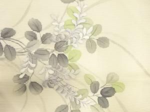 アンティーク　作家物　絽　手描き　萩模様刺繍名古屋帯